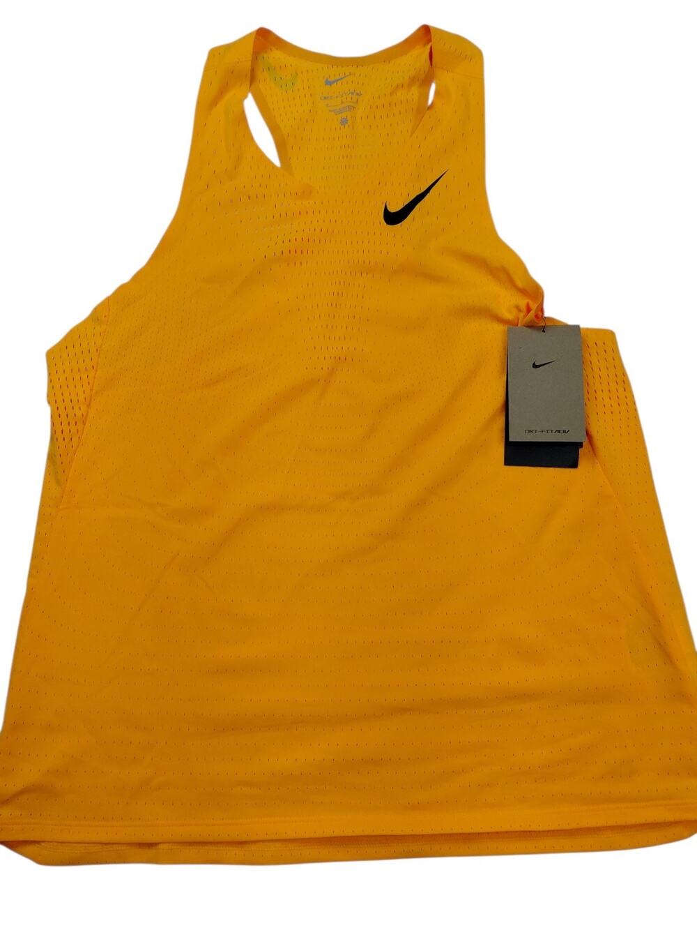 Men's Nike Dri-Fit ADV AeroSwift Orange Singlet Running FN4231-845 Size M